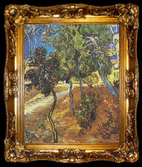 framed  Vincent Van Gogh Trees in the garden of the Hospital Saint-Paul, ta009-2
